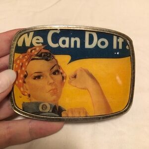 Vintage Rosie the Riveter belt buckle.
